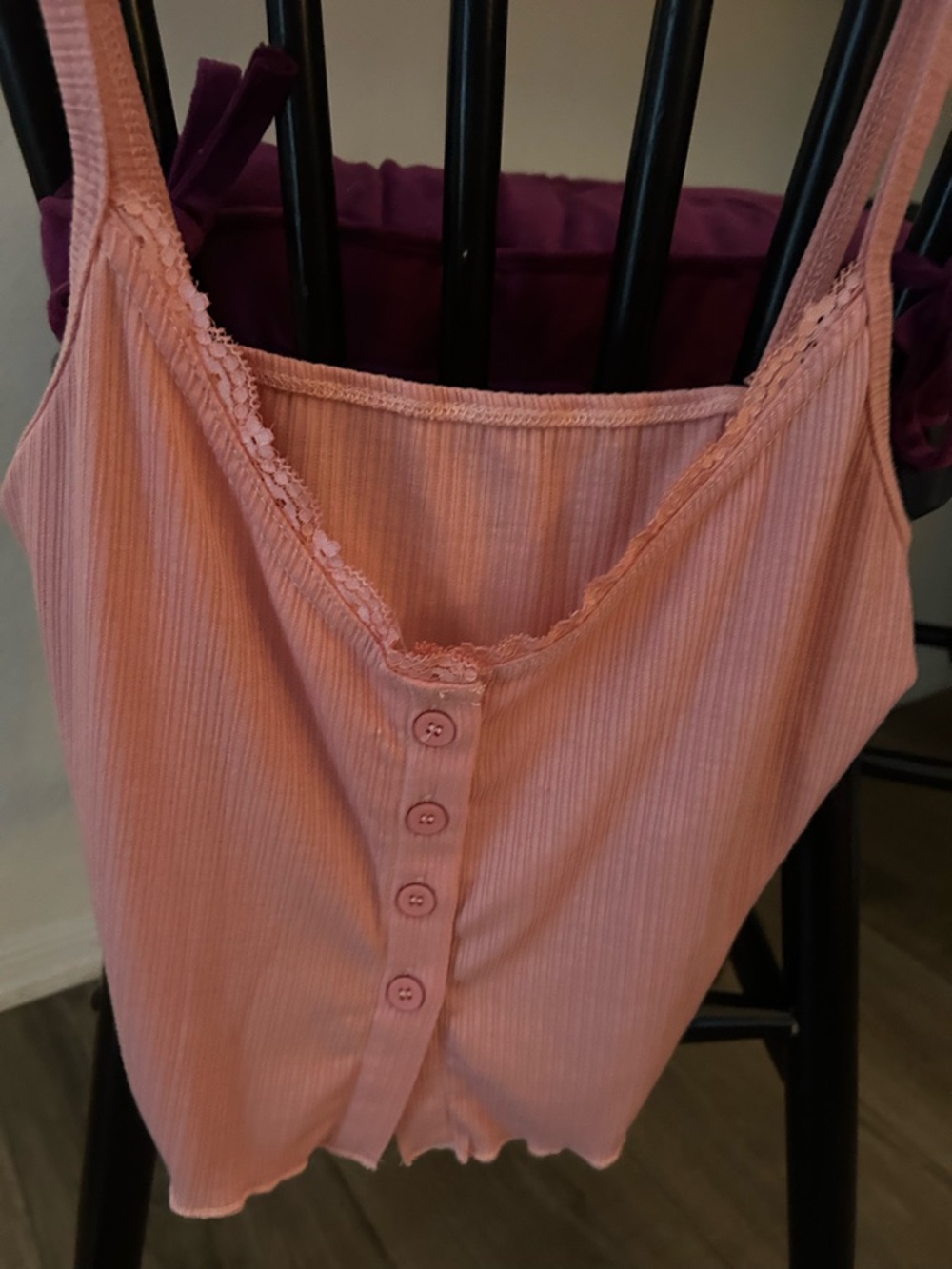 SHEIN Pink Ribbed Button-Front Cami Tank - Picture 2 of 10